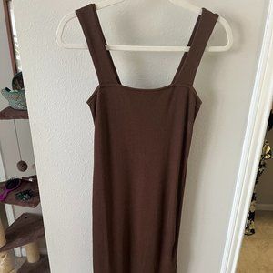 Old Navy Brown Fitted Sleeveless Rib-Knit Midi Dress